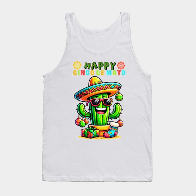 Happy Cinco De Mayo Viva Mexico Funny Cactus Tank Top by lostology